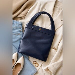 Vintage Koret of California Navy Calfskin Structured Top Handle Bag
